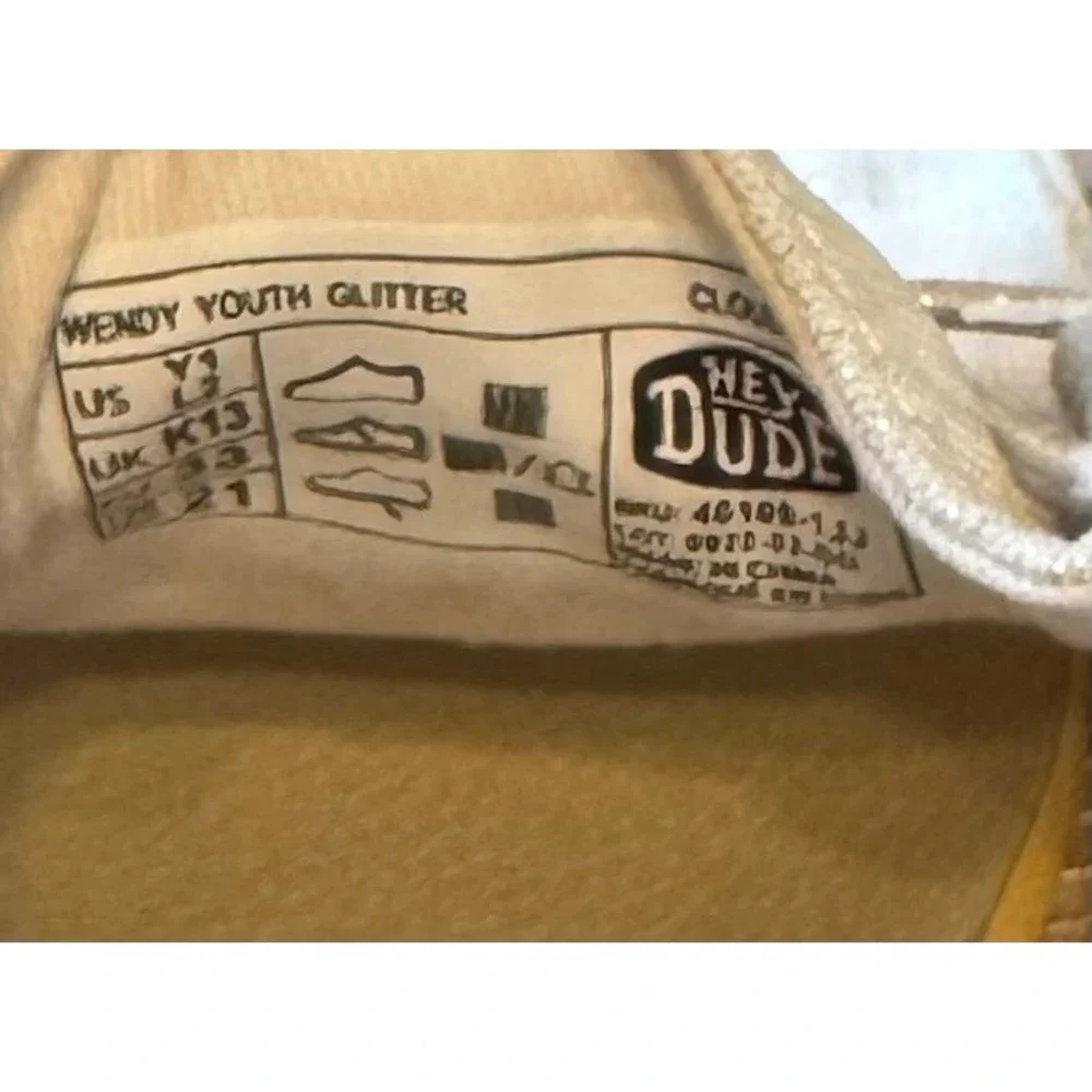 Hey Dude Wendy Youth Glitter Cloud White Slip On Loafers Shoes Kids Size Y1 K13